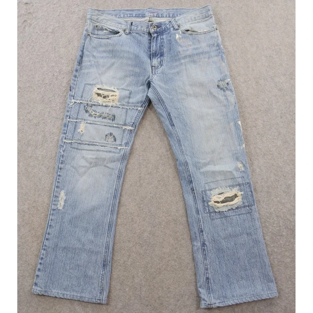 Rupert Edge Jeans Mens 32 XL Blue Straight Leg Japanese Denim Distressed